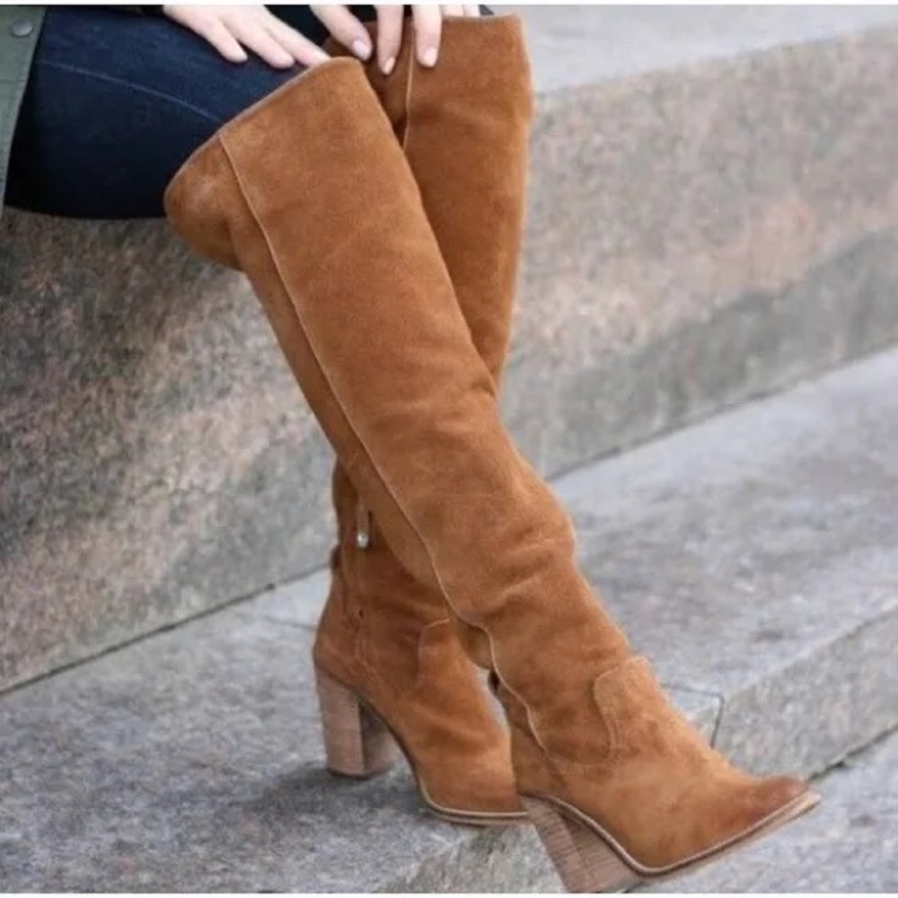 Steve Madden Orlando Brown Suede Heeled Over The Knee Boots